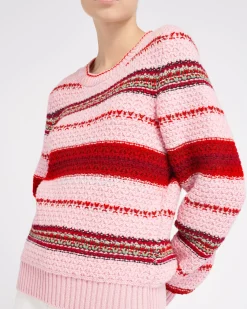 Women Barrie Striped chunky cashmere jumper