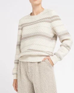 Women Barrie Striped chunky cashmere jumper