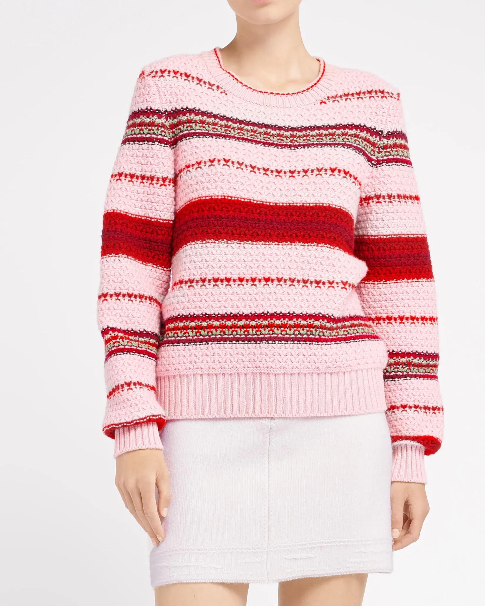 Women Barrie Striped chunky cashmere jumper