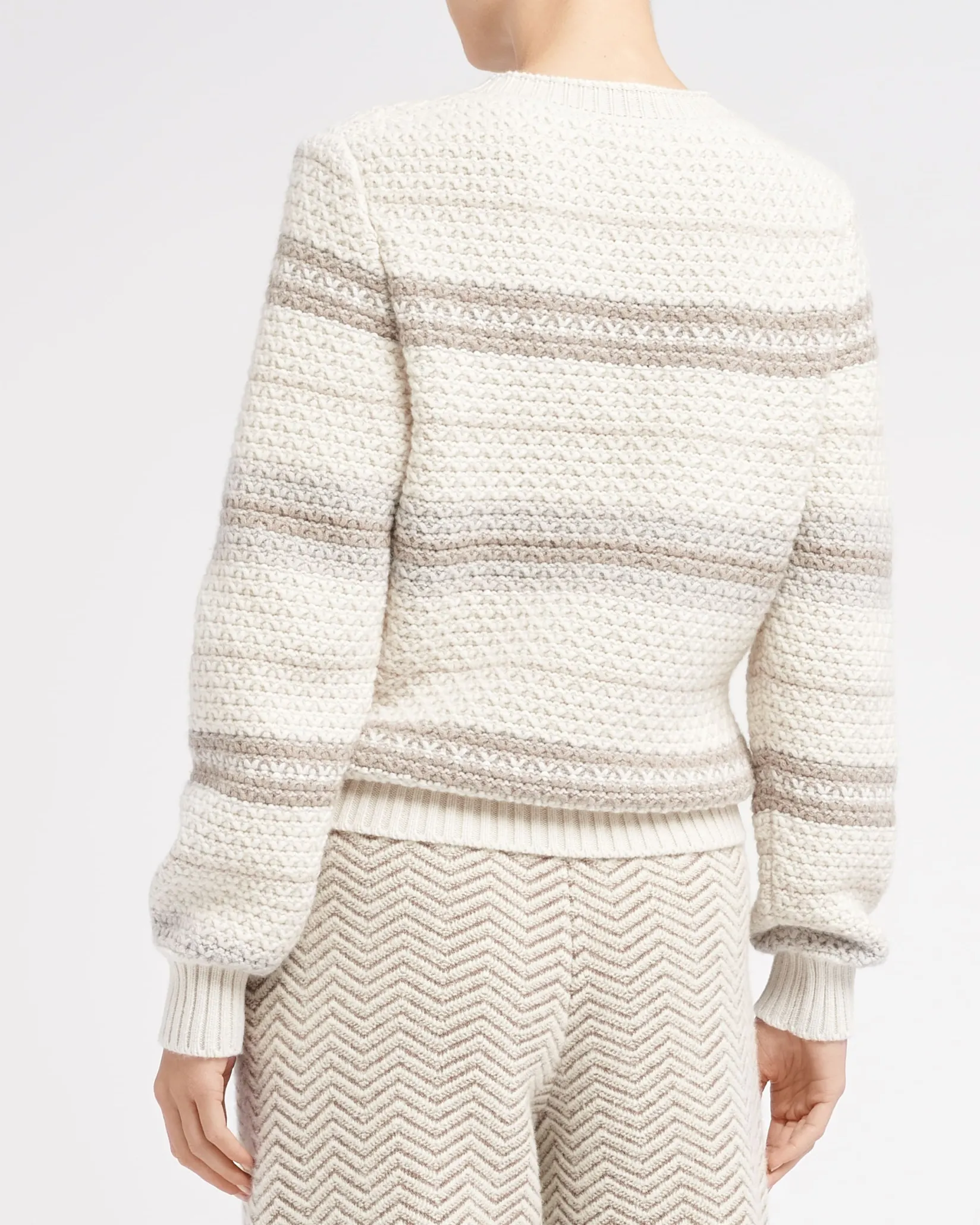 Women Barrie Striped chunky cashmere jumper