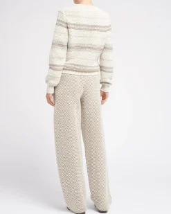 Women Barrie Striped chunky cashmere jumper