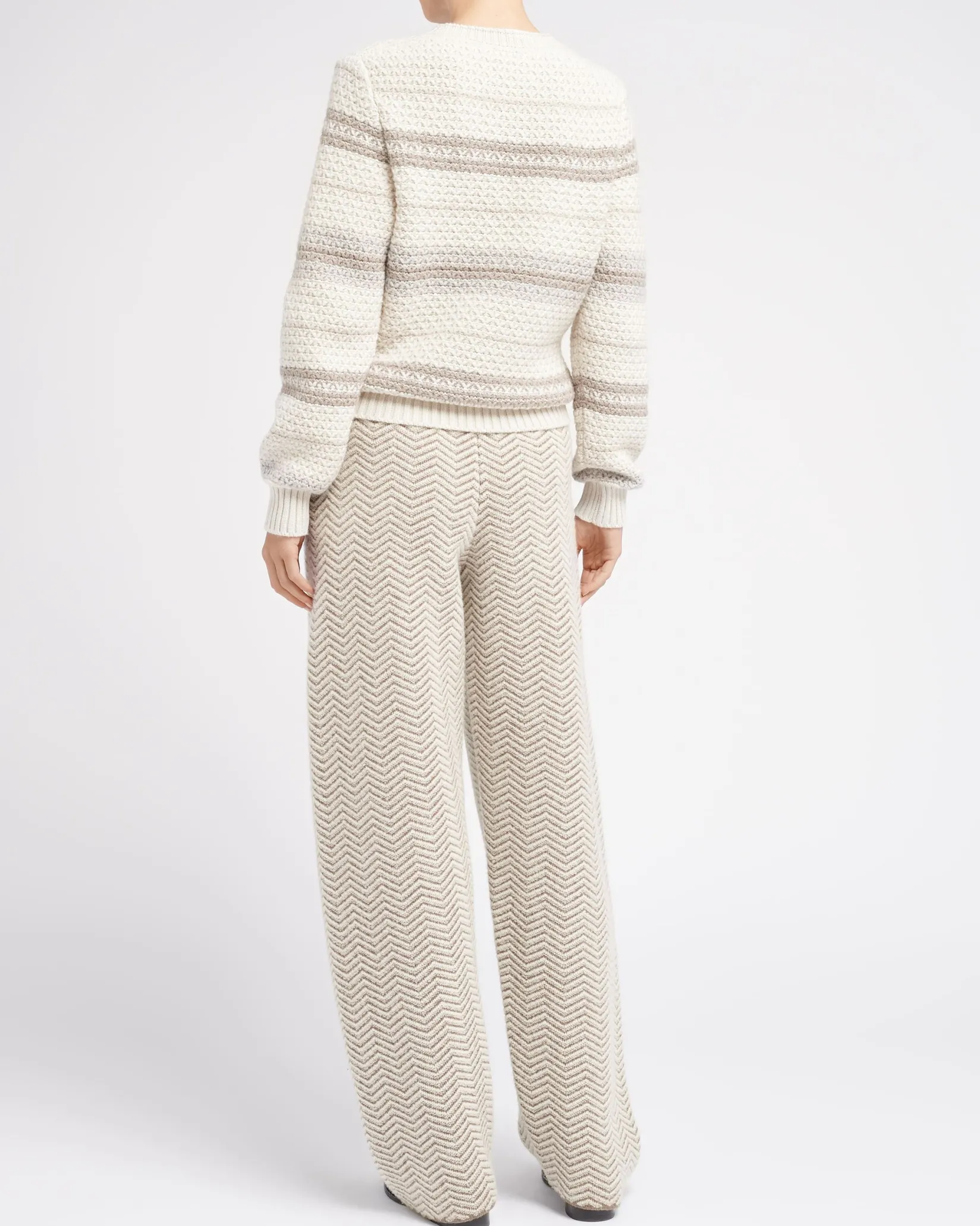 Women Barrie Striped chunky cashmere jumper