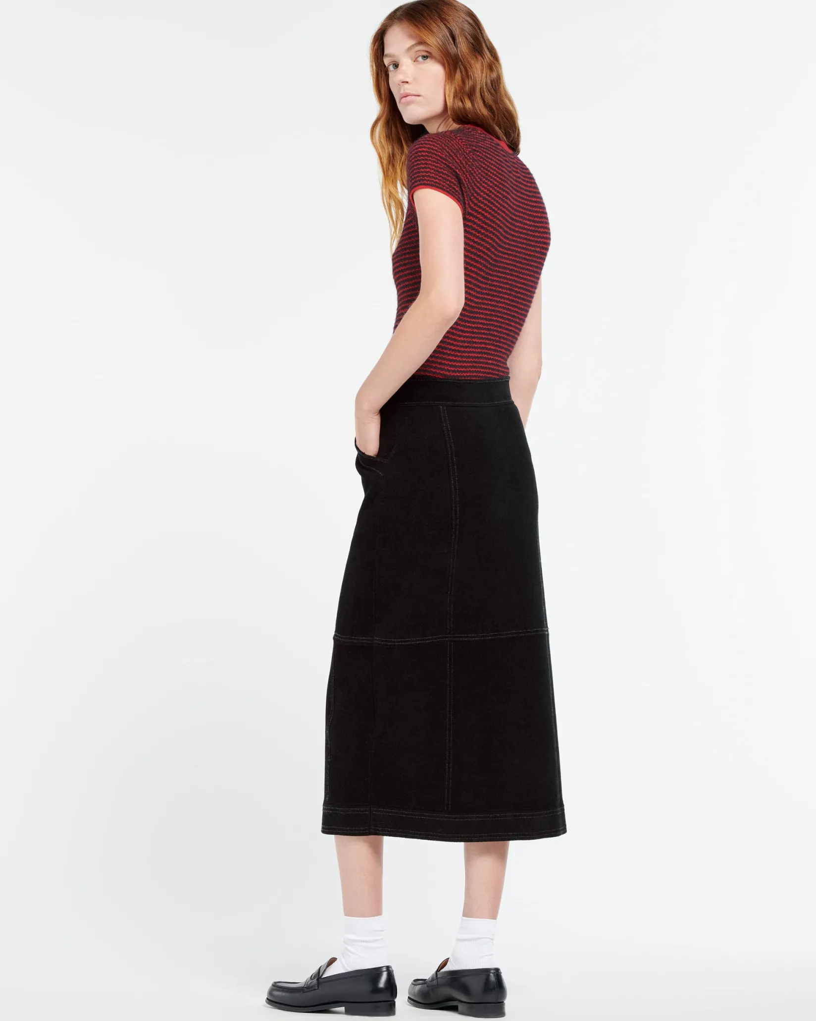 Women Barrie Striped top in cashmere, alpaca and silk