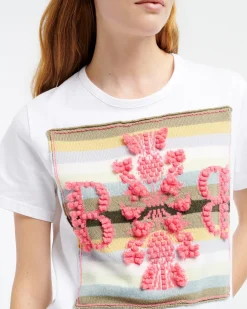 Women Barrie Striped t-shirt with logo cashmere patch