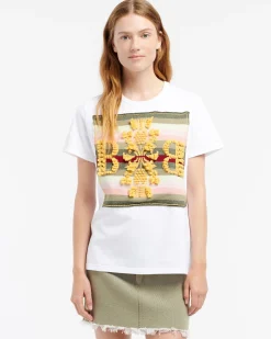 Women Barrie Striped t-shirt with logo cashmere patch