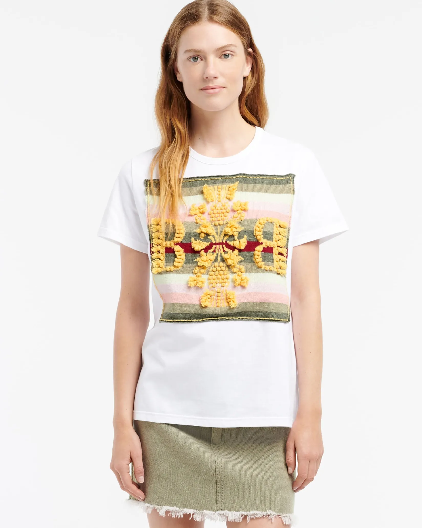 Women Barrie Striped t-shirt with logo cashmere patch
