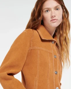 Women Barrie Suede-effect jacket in cashmere and cotton