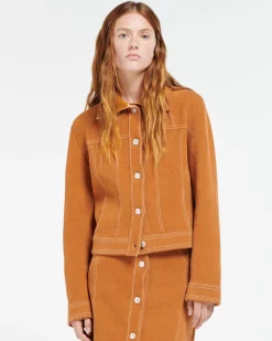 Women Barrie Suede-effect jacket in cashmere and cotton