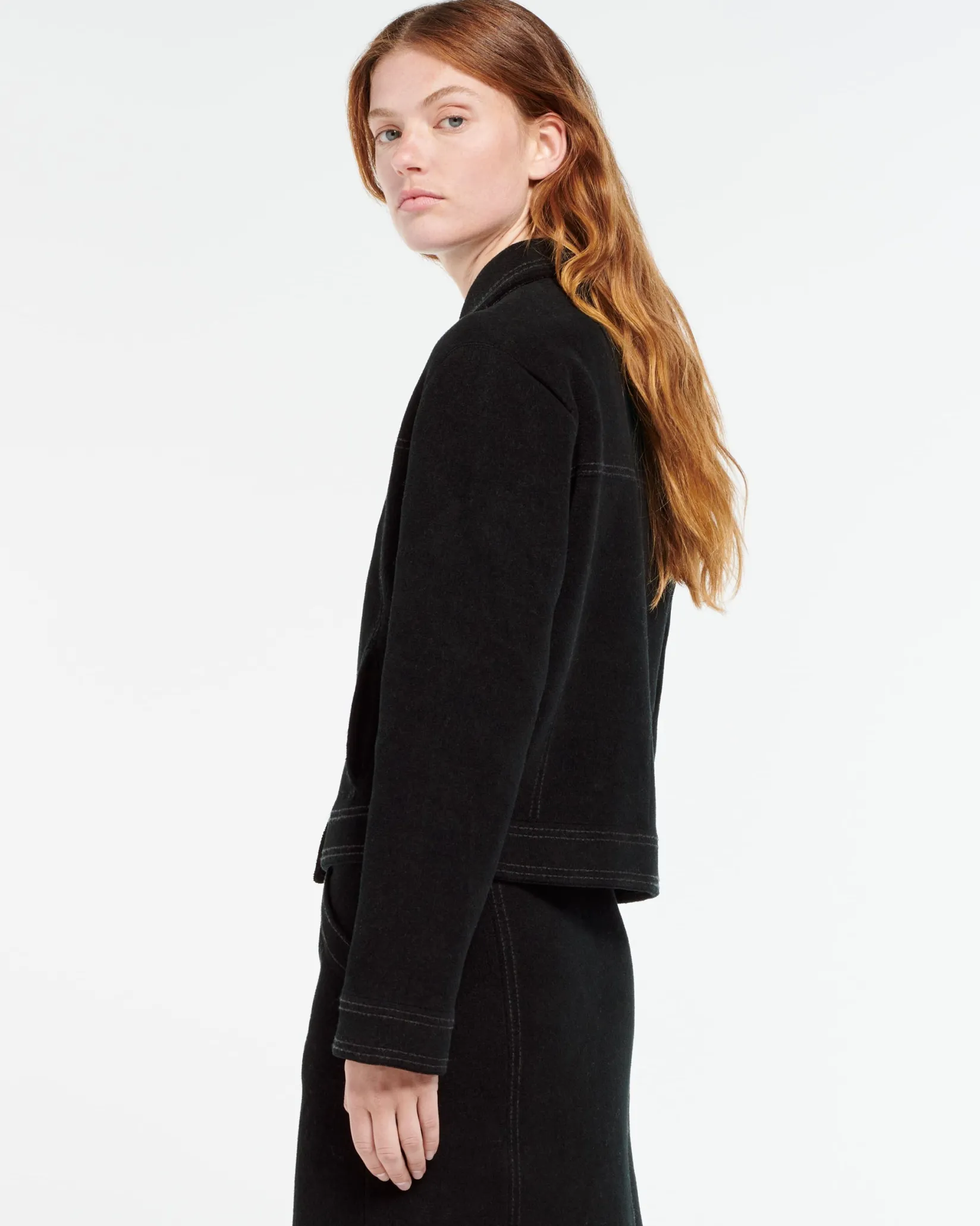 Women Barrie Suede-effect jacket in cashmere and cotton