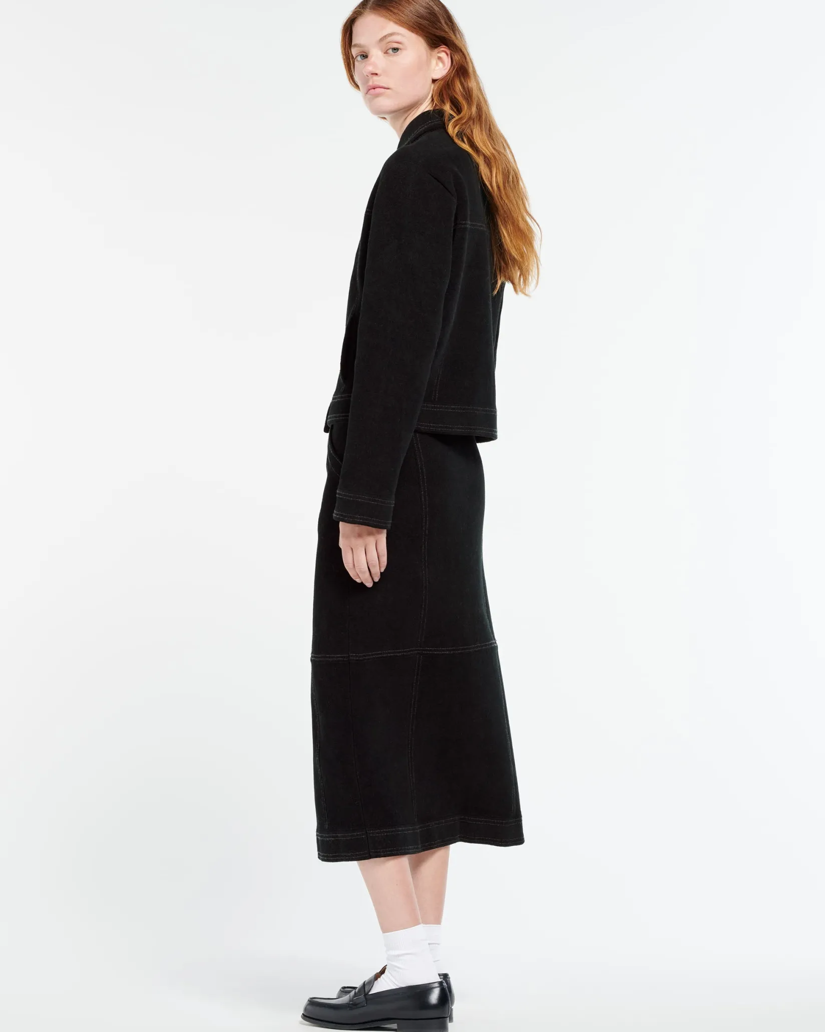 Women Barrie Suede-effect jacket in cashmere and cotton
