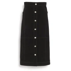Women Barrie Suede-effect long skirt in cashmere and cotton