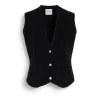 Women Barrie Suede-effect sleeveless jacket in cashmere and cotton