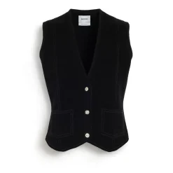Women Barrie Suede-effect sleeveless jacket in cashmere and cotton