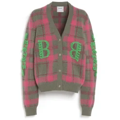 Women Barrie Tartan cashmere cardigan with B logo