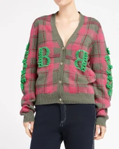 Women Barrie Tartan cashmere cardigan with B logo