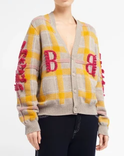 Women Barrie Tartan cashmere cardigan with B logo
