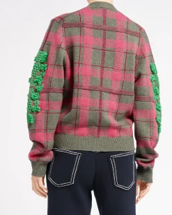 Women Barrie Tartan cashmere cardigan with B logo
