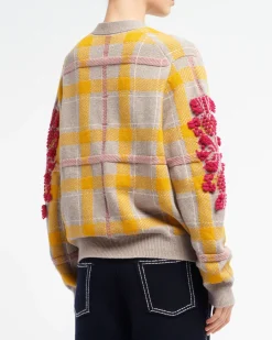 Women Barrie Tartan cashmere cardigan with B logo