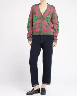 Women Barrie Tartan cashmere cardigan with B logo