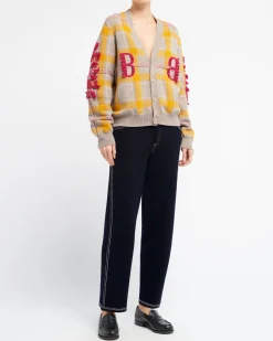 Women Barrie Tartan cashmere cardigan with B logo