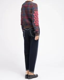 Women Barrie Tartan cashmere cardigan with B logo