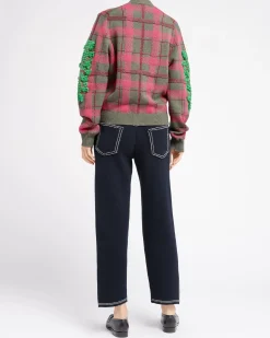 Women Barrie Tartan cashmere cardigan with B logo