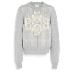 Women Barrie Tartan cashmere jumper with 3D logo