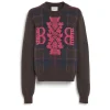 Women Barrie Tartan cashmere jumper with 3D logo