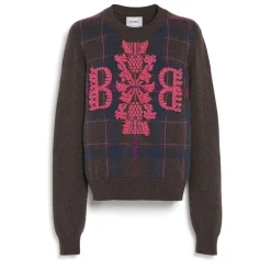 Women Barrie Tartan cashmere jumper with 3D logo
