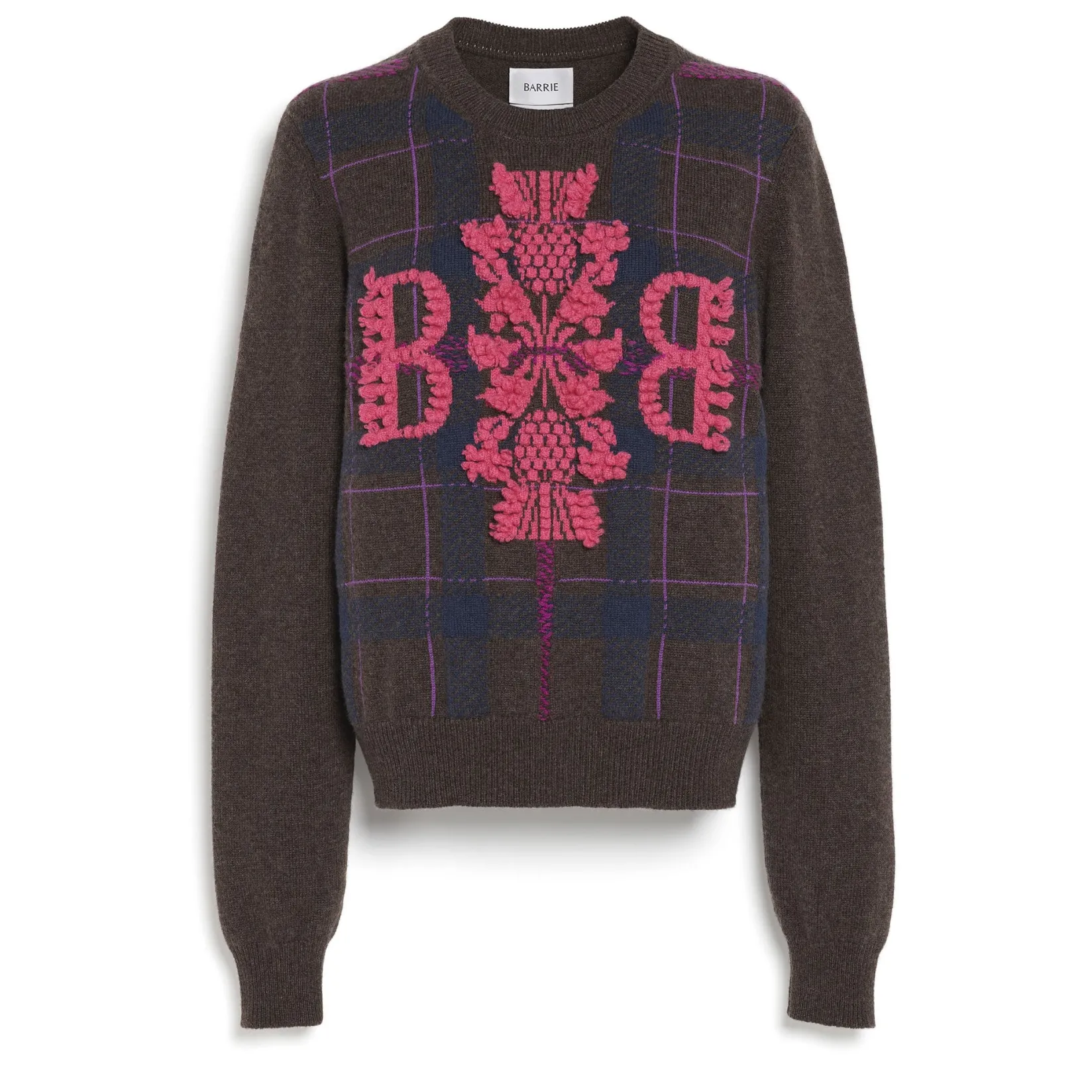 Women Barrie Tartan cashmere jumper with 3D logo