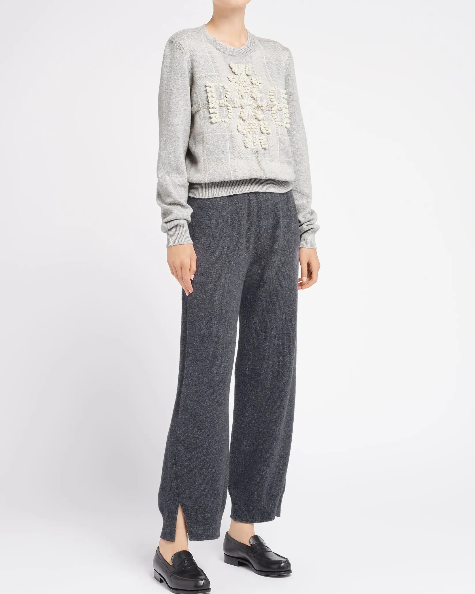 Women Barrie Tartan cashmere jumper with 3D logo
