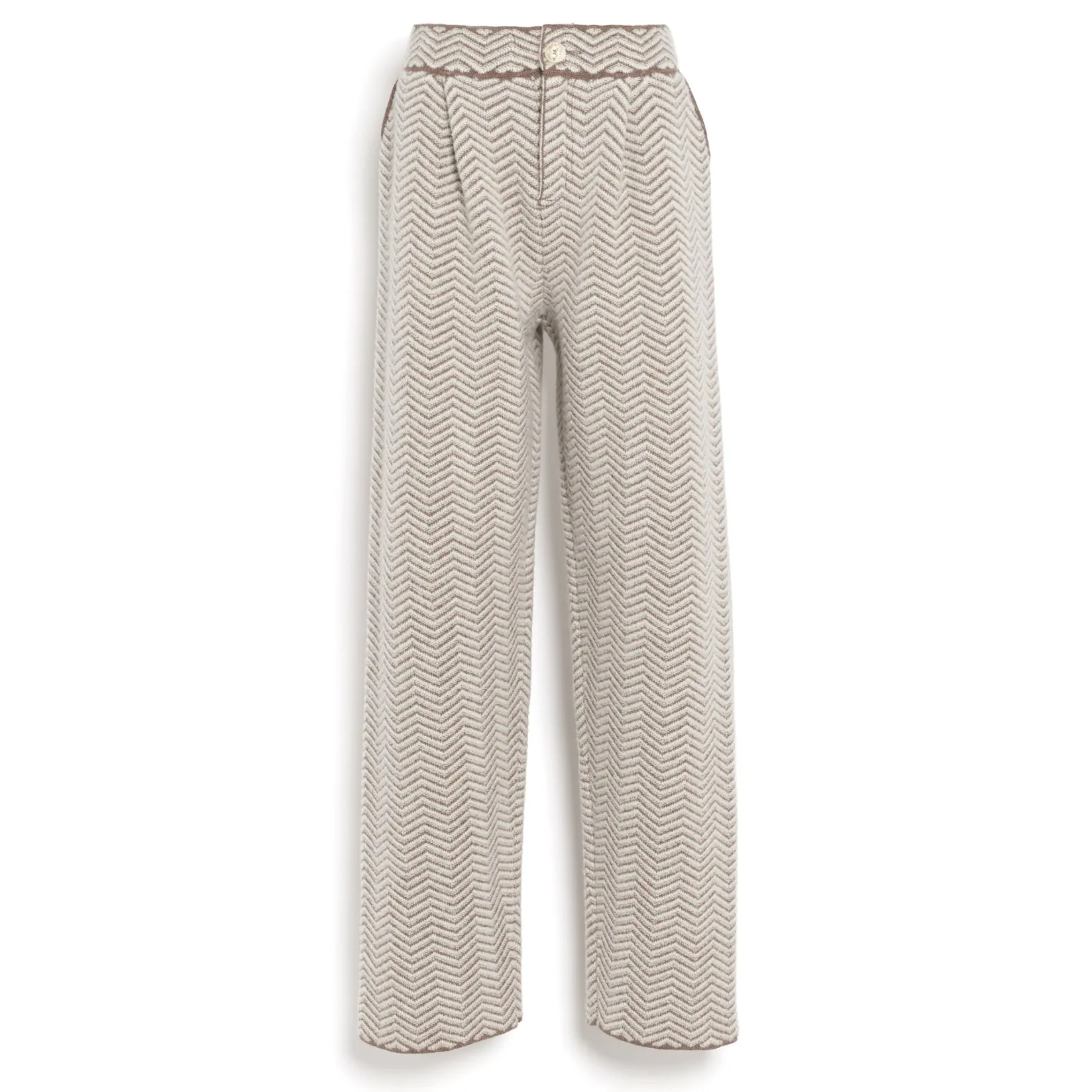 Women Barrie Trousers in cashmere, wool and silk with a chevron motif