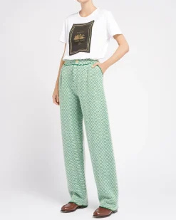Women Barrie Trousers in cashmere, wool and silk with a chevron motif