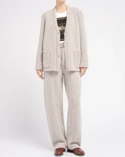 Women Barrie Trousers in cashmere, wool and silk with a chevron motif