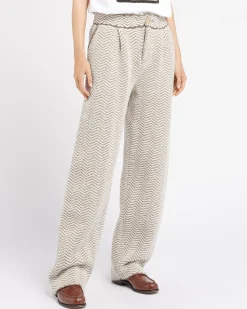 Women Barrie Trousers in cashmere, wool and silk with a chevron motif
