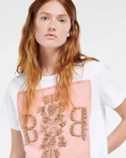Women Barrie T-shirt with logo cashmere patch