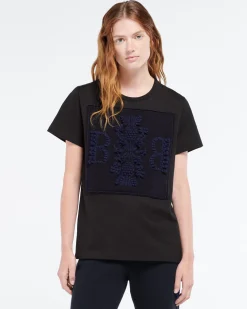 Women Barrie T-shirt with logo cashmere patch
