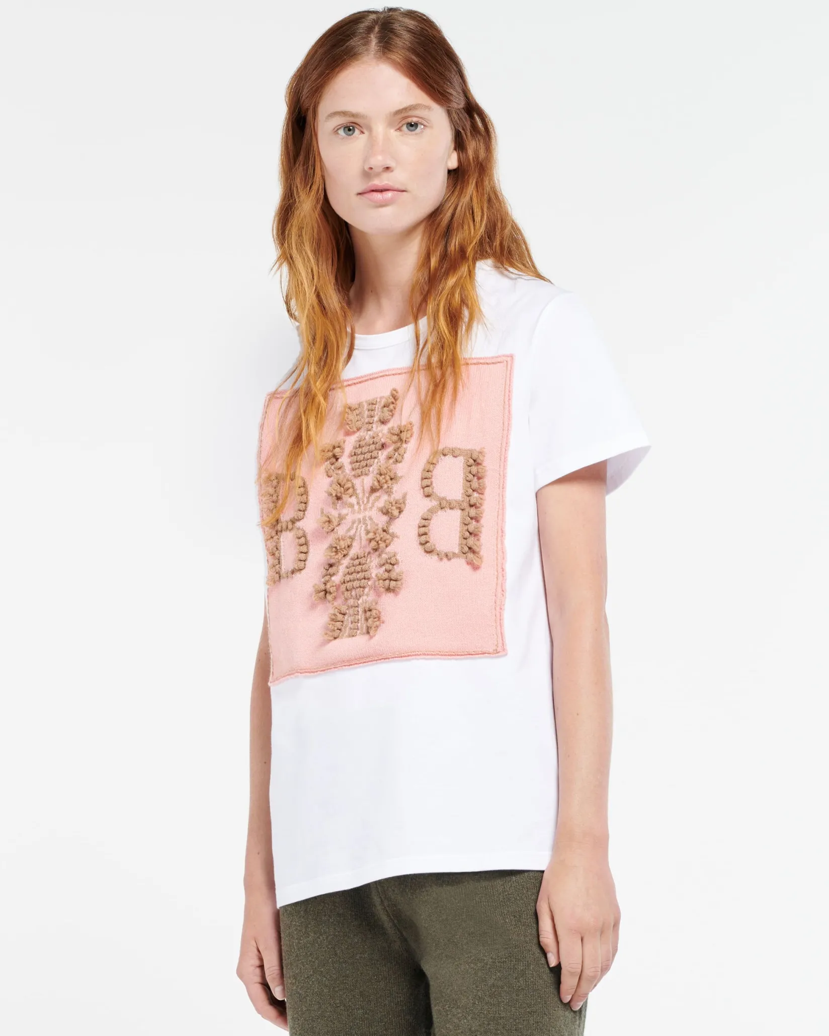 Women Barrie T-shirt with logo cashmere patch