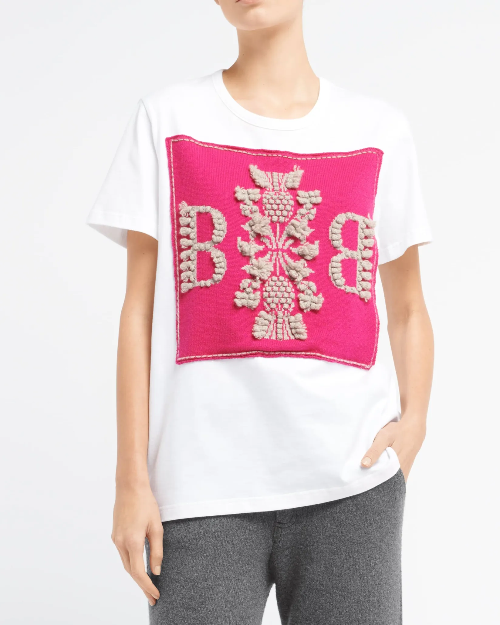 Women Barrie T-shirt with logo cashmere patch