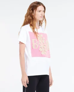 Women Barrie T-shirt with logo cashmere patch