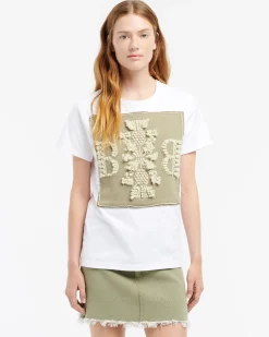 Women Barrie T-shirt with logo cashmere patch