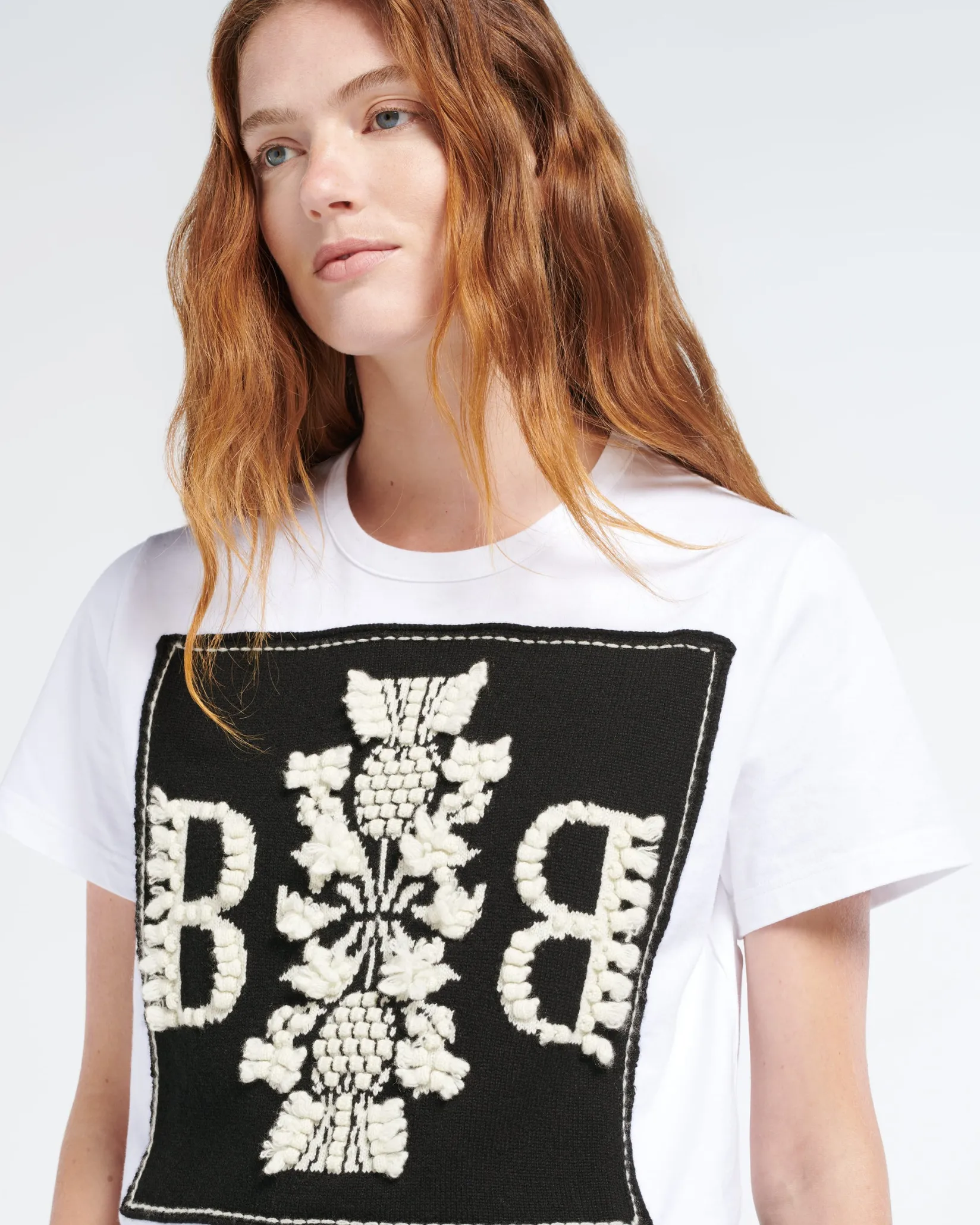 Women Barrie T-shirt with logo cashmere patch