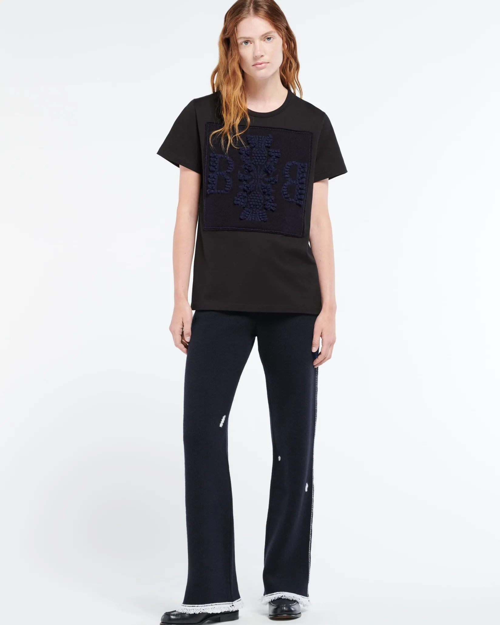 Women Barrie T-shirt with logo cashmere patch