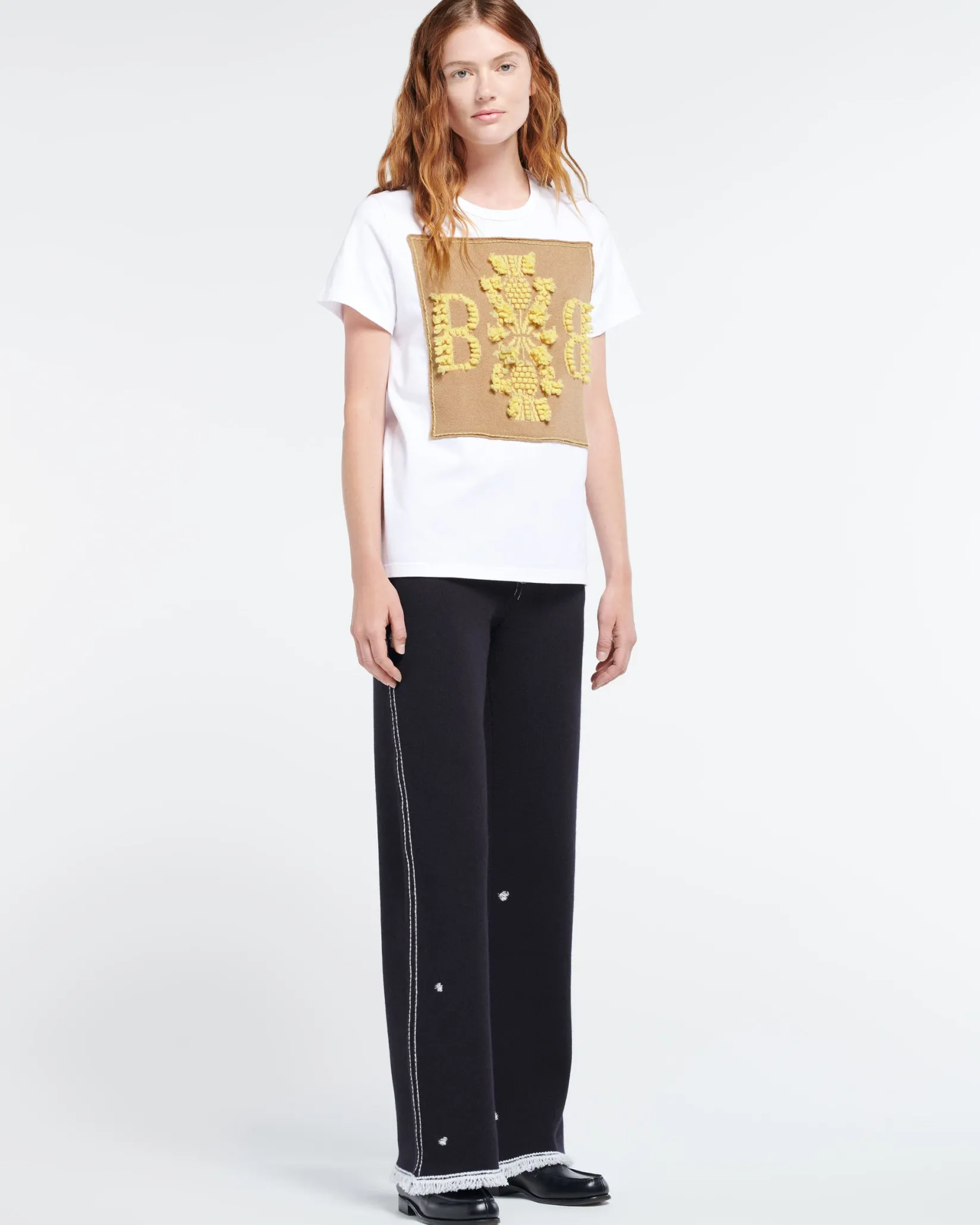 Women Barrie T-shirt with logo cashmere patch