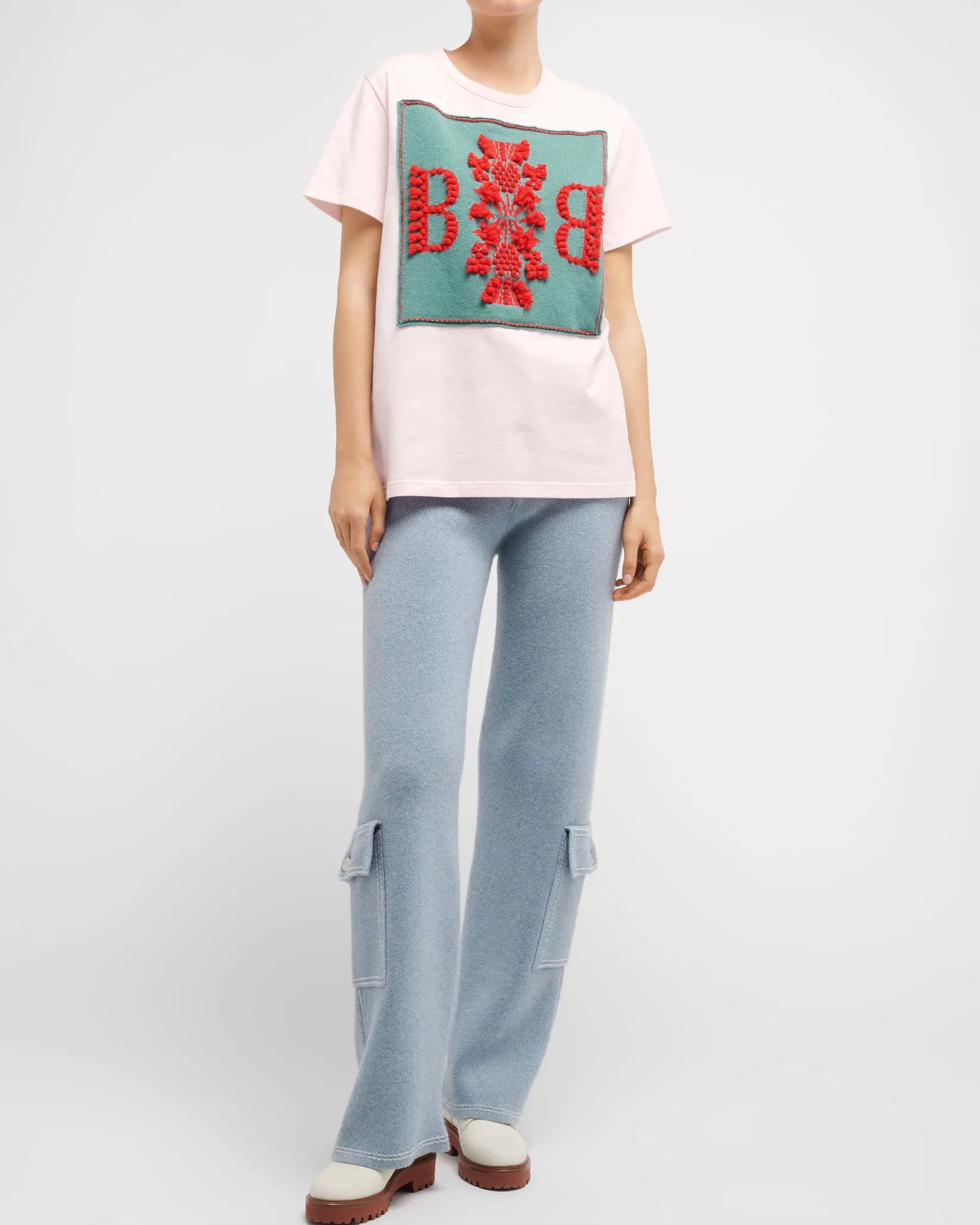 Women Barrie T-shirt with logo cashmere patch