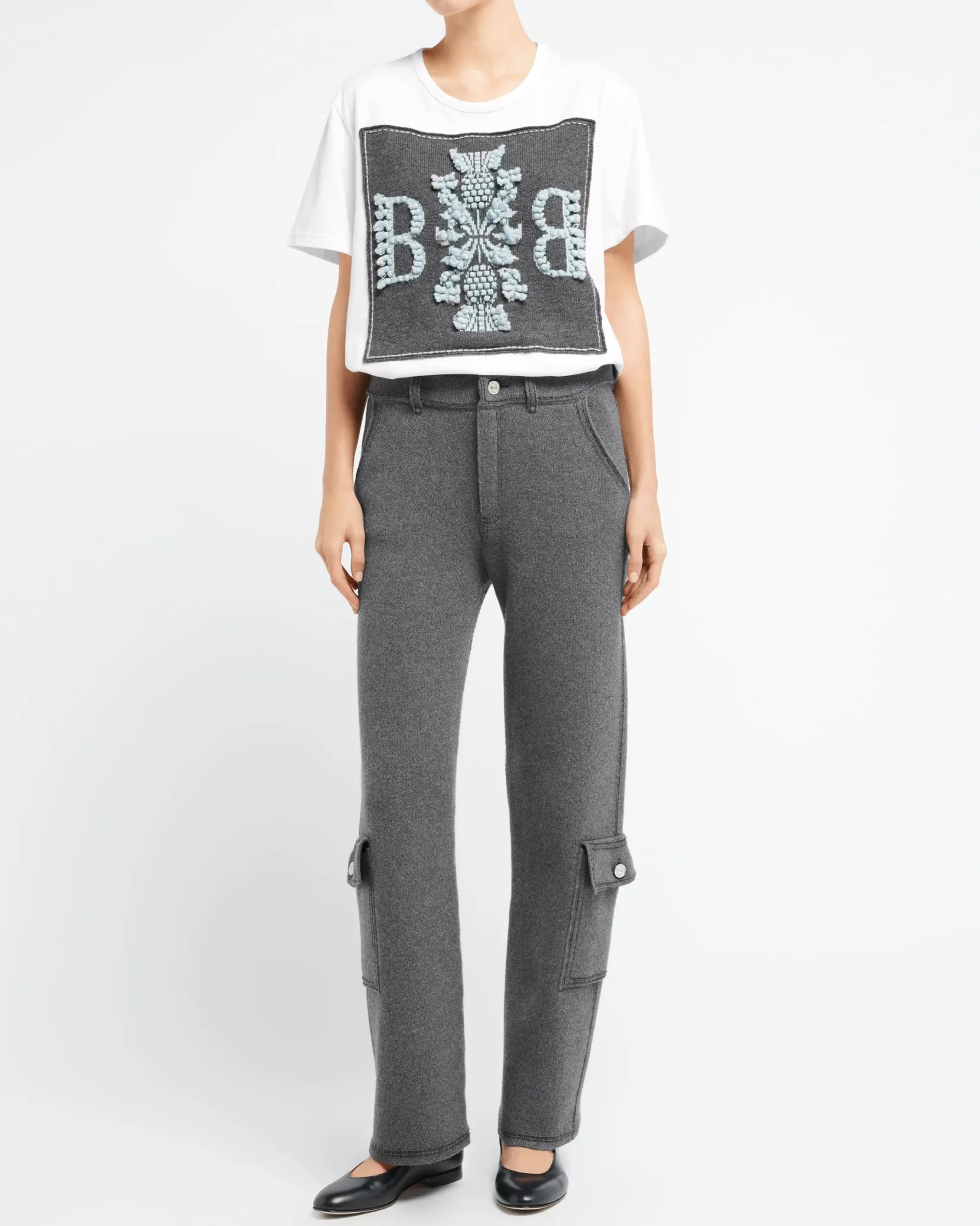 Women Barrie T-shirt with logo cashmere patch