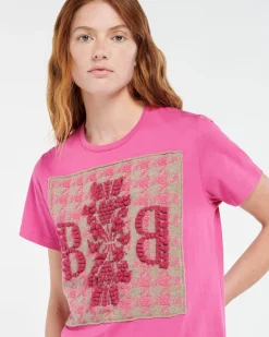 Women Barrie T-Shirt with cashmere houndstooth patch and B logo