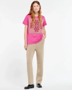 Women Barrie T-Shirt with cashmere houndstooth patch and B logo