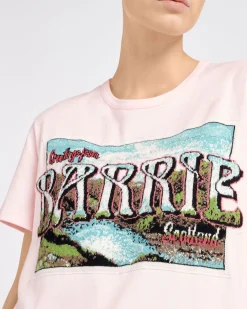 Women Barrie T-Shirt with Greetings patch in cashmere
