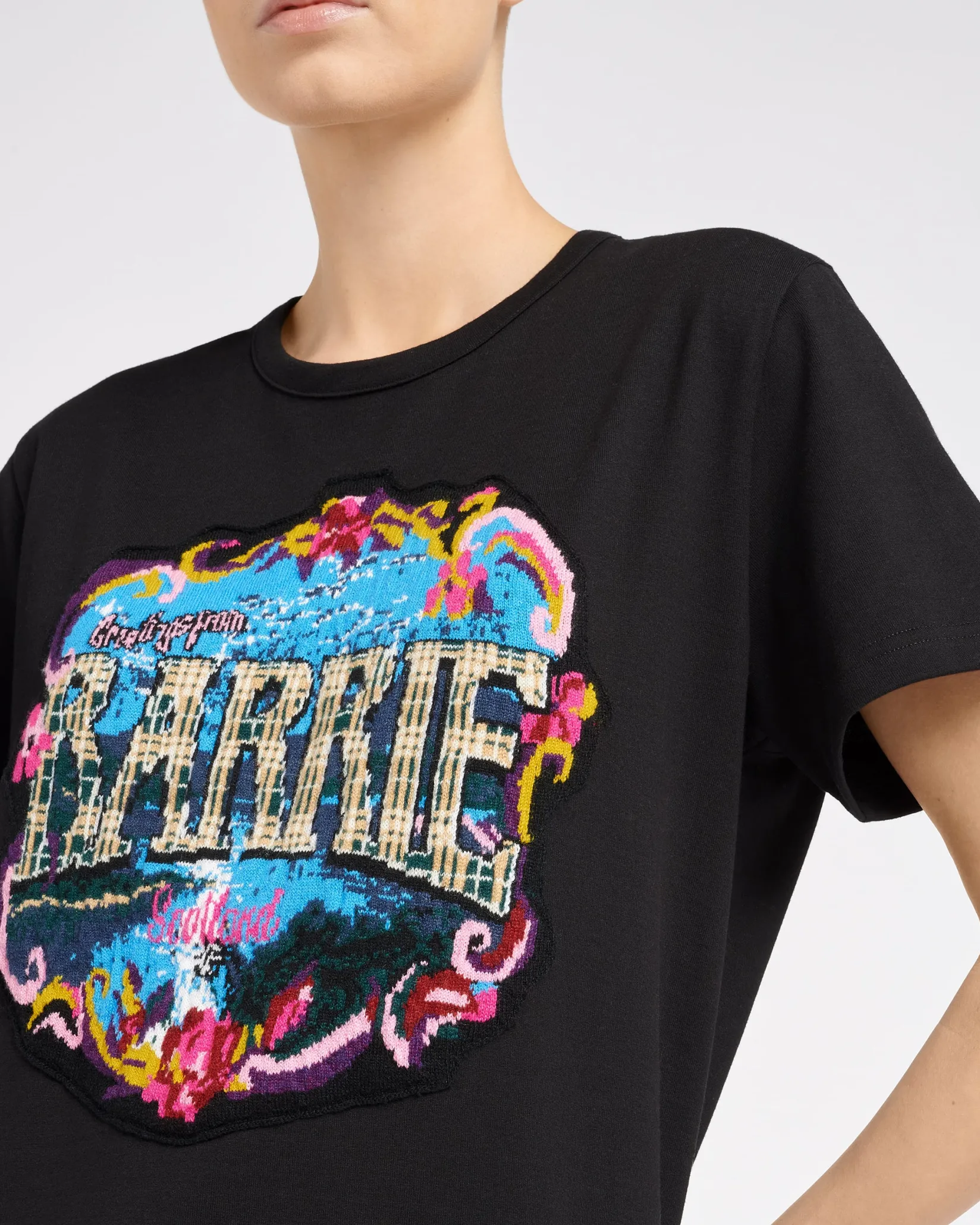 Women Barrie T-Shirt with Greetings patch in cashmere